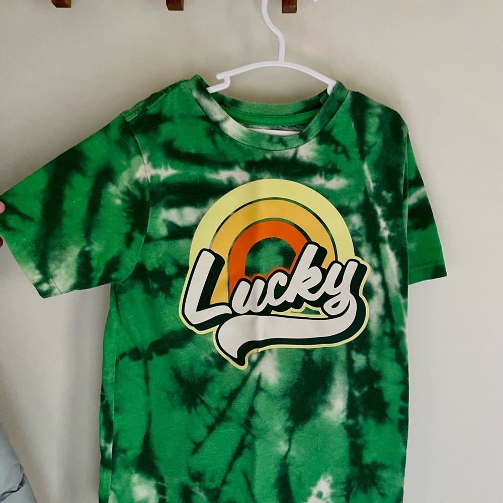 Way To Celebrate Lucky St Patrick’s Day Green Tie-Dye Kids Tee